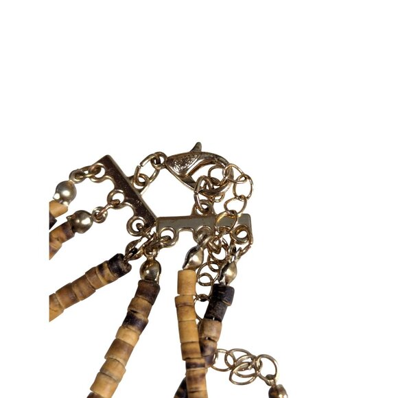 Vintage Multi-Strand Beaded Necklace With Red & Natural Tones Adjustable Lobster - Picture 3 of 4